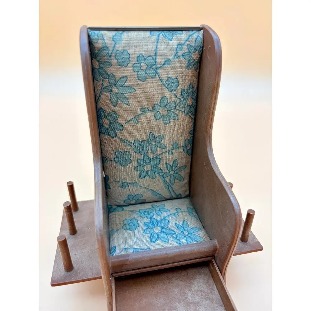 Vintage Sewing Chair Pin Cushion Thread Spool Holder Drawer Hong Kong 6